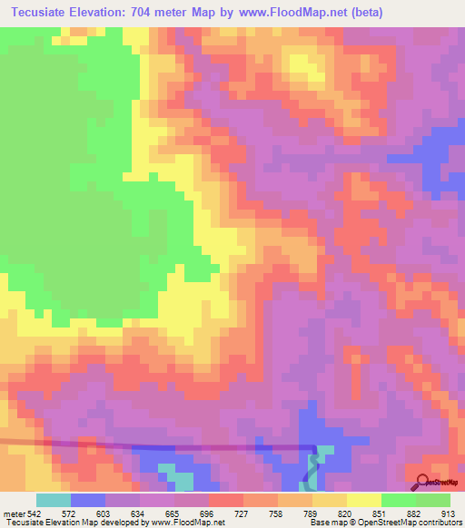 Tecusiate,Guatemala Elevation Map