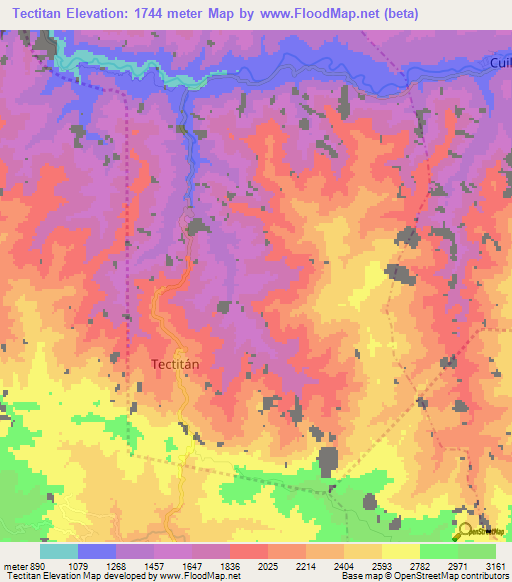 Tectitan,Guatemala Elevation Map