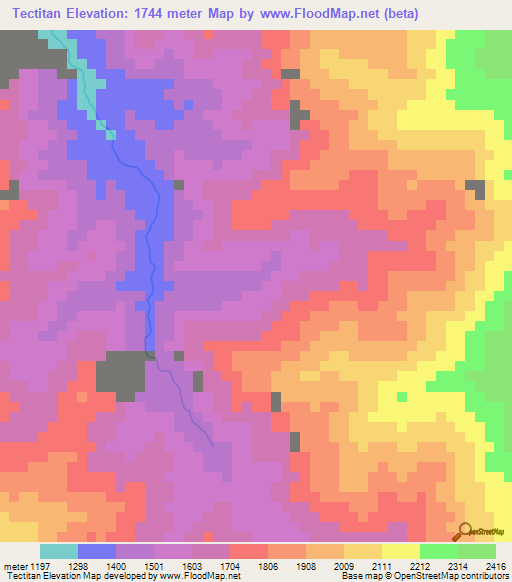 Tectitan,Guatemala Elevation Map