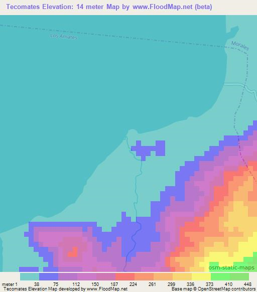 Tecomates,Guatemala Elevation Map