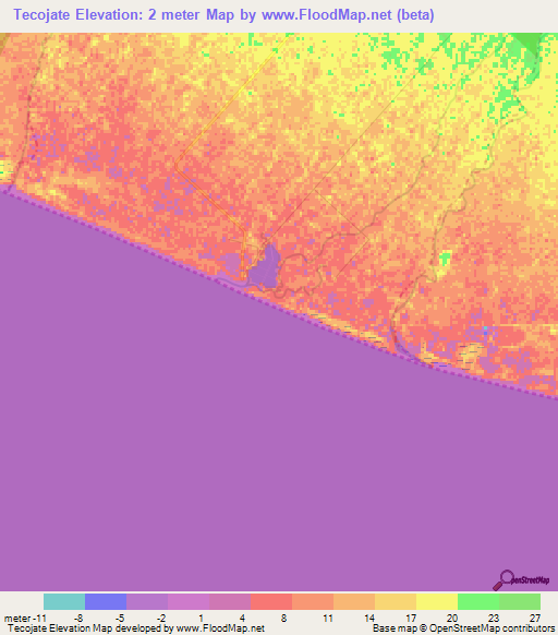 Tecojate,Guatemala Elevation Map