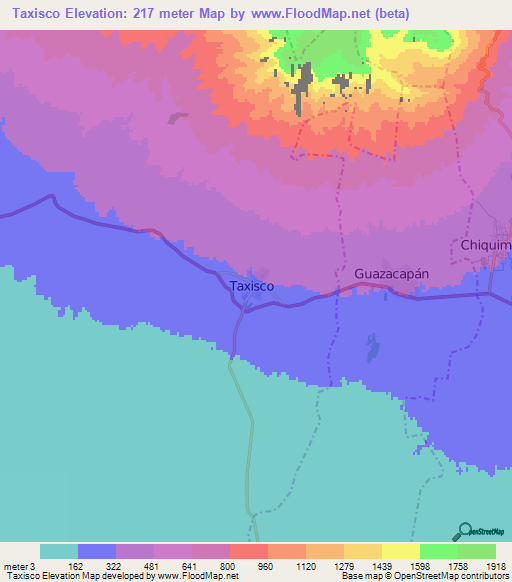 Taxisco,Guatemala Elevation Map