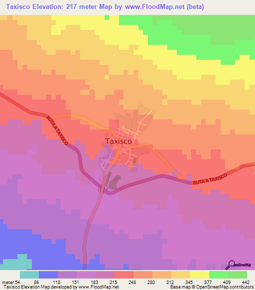 Taxisco,Guatemala Elevation Map