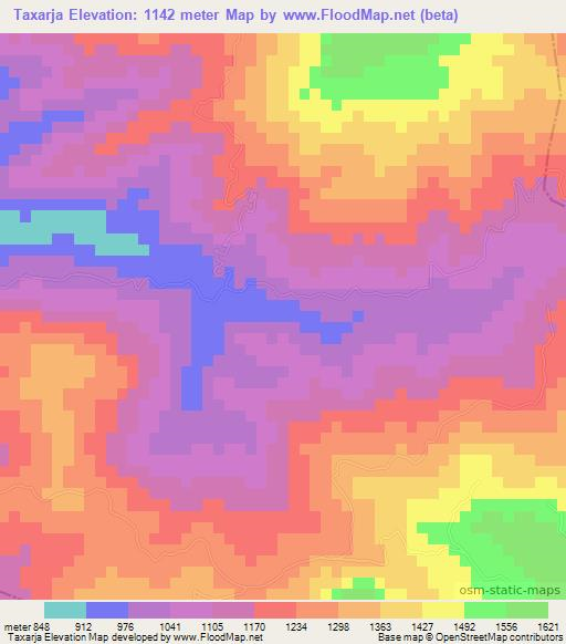 Taxarja,Guatemala Elevation Map