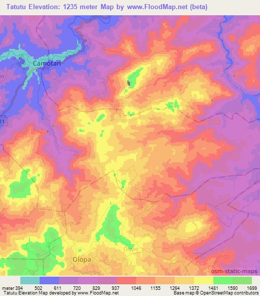 Tatutu,Guatemala Elevation Map