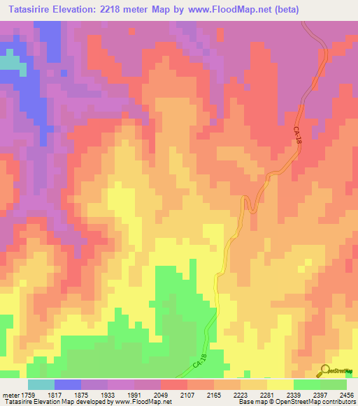 Tatasirire,Guatemala Elevation Map