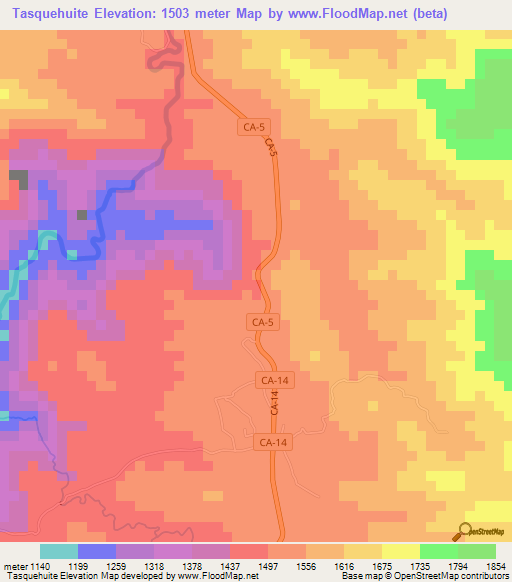 Tasquehuite,Guatemala Elevation Map