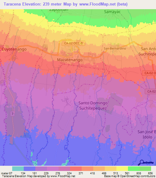 Taracena,Guatemala Elevation Map