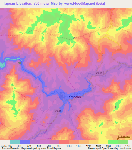 Tapuan,Guatemala Elevation Map