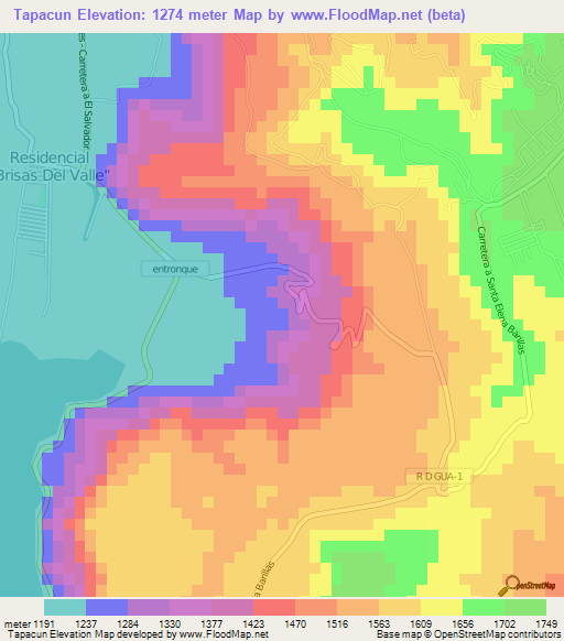 Tapacun,Guatemala Elevation Map