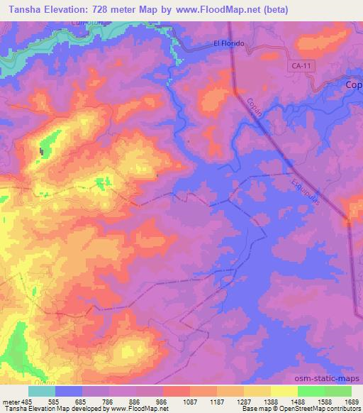 Tansha,Guatemala Elevation Map