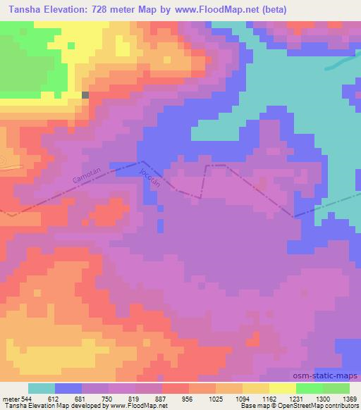 Tansha,Guatemala Elevation Map