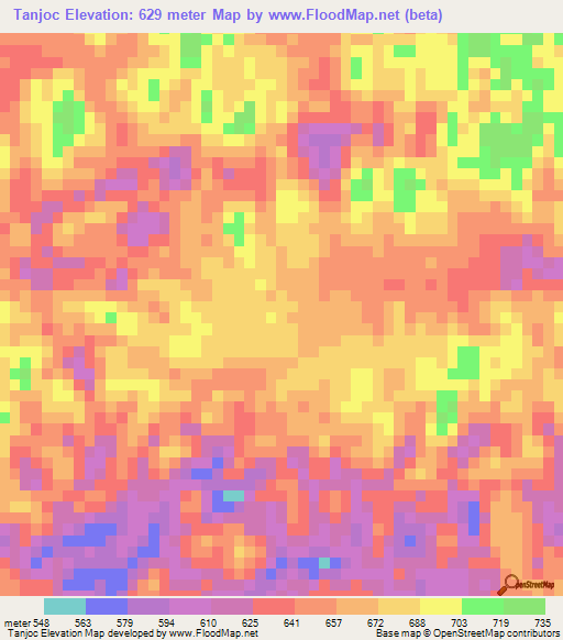 Tanjoc,Guatemala Elevation Map