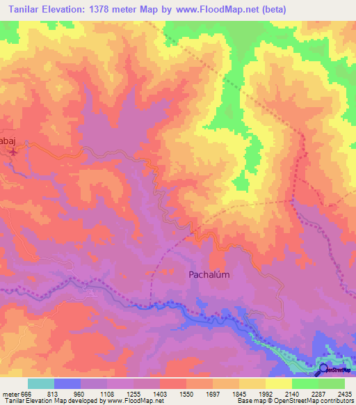 Tanilar,Guatemala Elevation Map