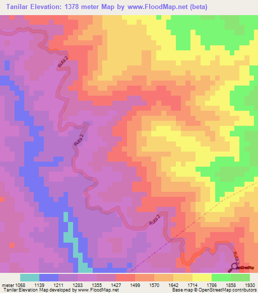 Tanilar,Guatemala Elevation Map