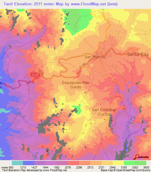 Tanil,Guatemala Elevation Map