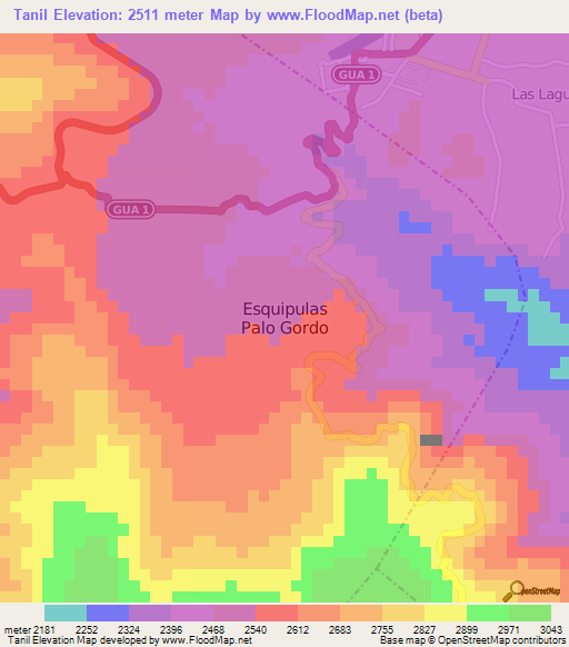 Tanil,Guatemala Elevation Map