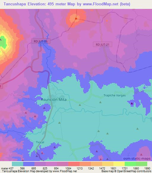 Tancushapa,Guatemala Elevation Map