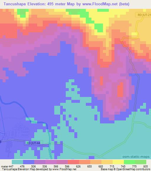 Tancushapa,Guatemala Elevation Map