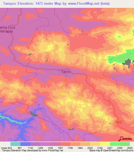 Tampoc,Guatemala Elevation Map