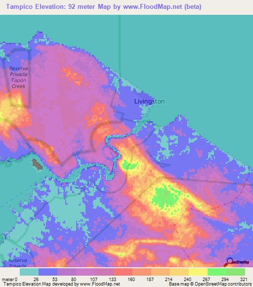 Tampico,Guatemala Elevation Map