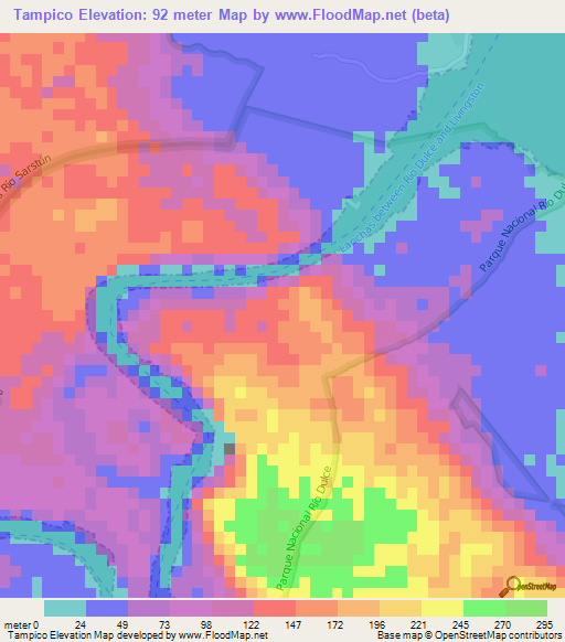 Tampico,Guatemala Elevation Map