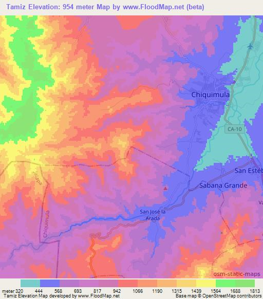 Tamiz,Guatemala Elevation Map