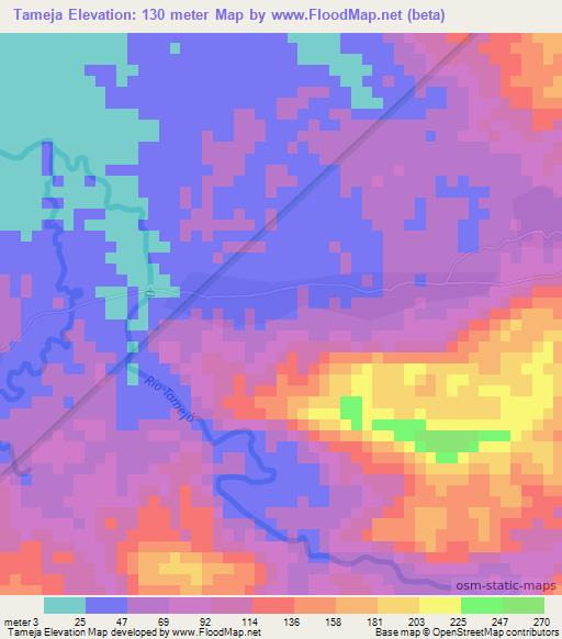 Tameja,Guatemala Elevation Map