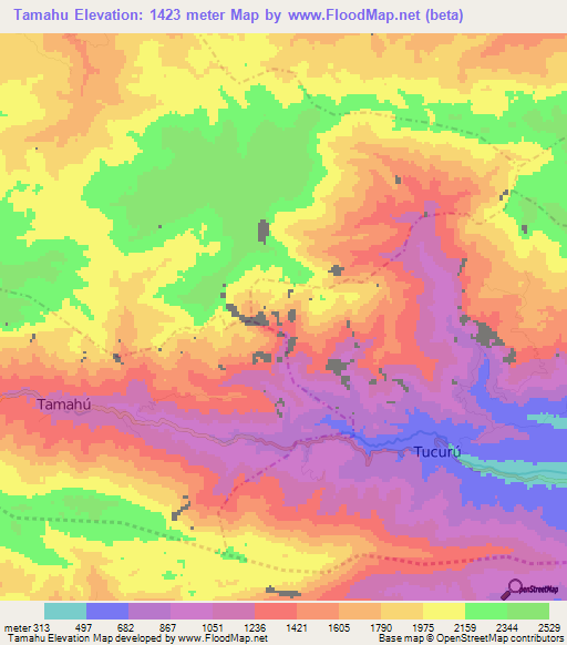 Tamahu,Guatemala Elevation Map