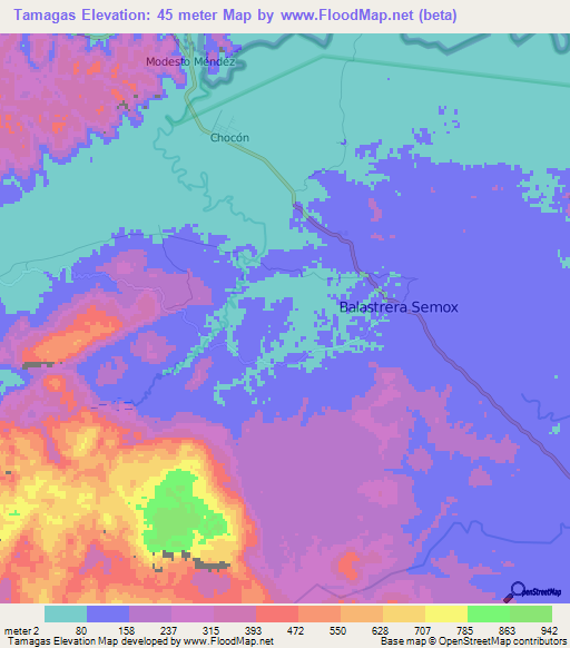 Tamagas,Guatemala Elevation Map