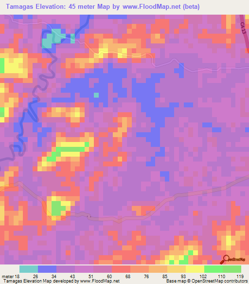 Tamagas,Guatemala Elevation Map