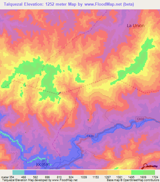 Talquezal,Guatemala Elevation Map