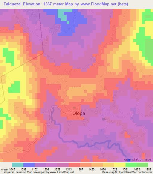 Talquezal,Guatemala Elevation Map