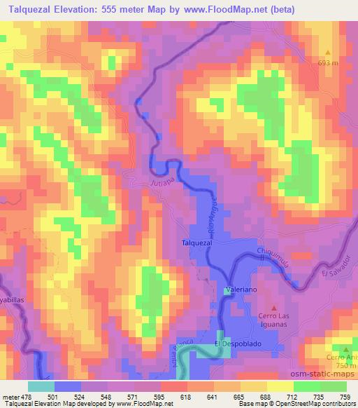 Talquezal,Guatemala Elevation Map