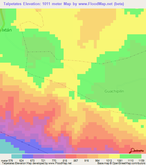 Talpetates,Guatemala Elevation Map