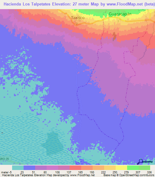 Hacienda Los Talpetates,Guatemala Elevation Map