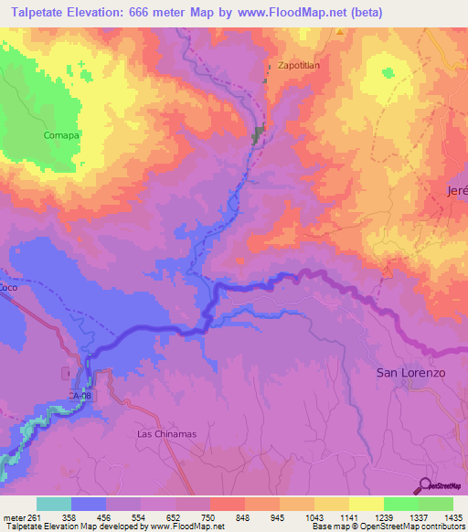 Talpetate,Guatemala Elevation Map