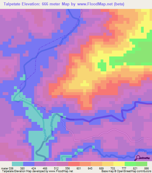 Talpetate,Guatemala Elevation Map