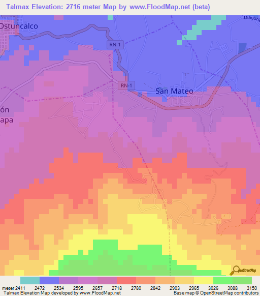 Talmax,Guatemala Elevation Map