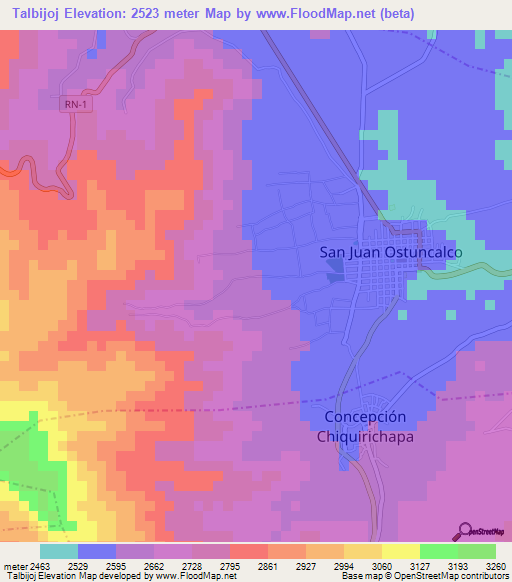 Talbijoj,Guatemala Elevation Map