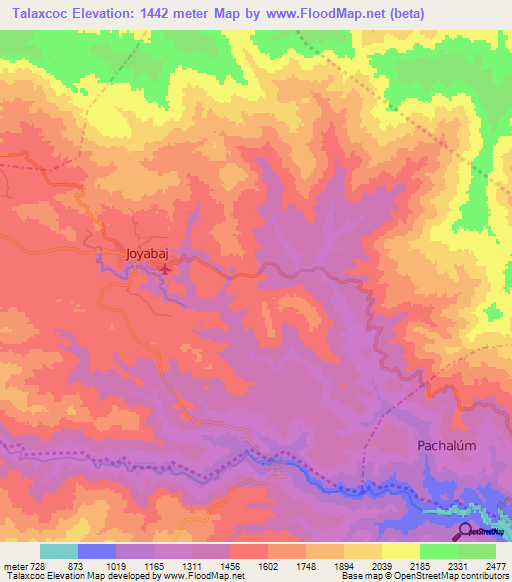 Talaxcoc,Guatemala Elevation Map