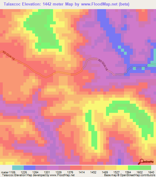 Talaxcoc,Guatemala Elevation Map