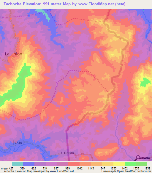 Tachoche,Guatemala Elevation Map