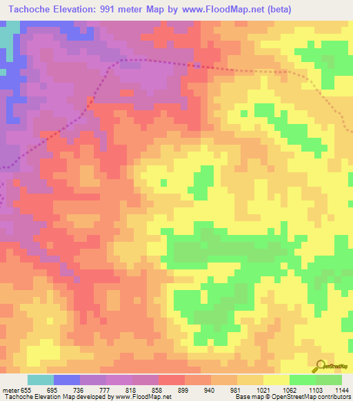 Tachoche,Guatemala Elevation Map