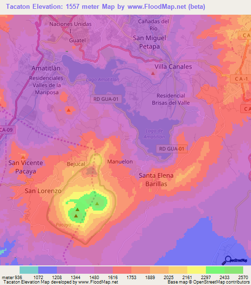 Tacaton,Guatemala Elevation Map