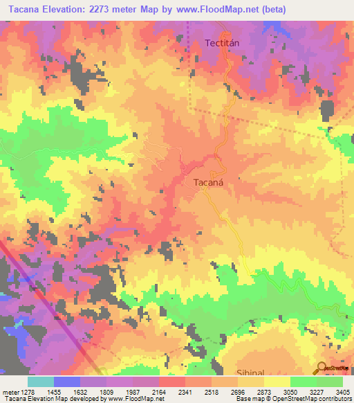 Tacana,Guatemala Elevation Map