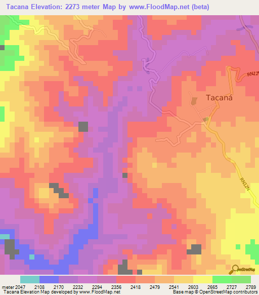 Tacana,Guatemala Elevation Map