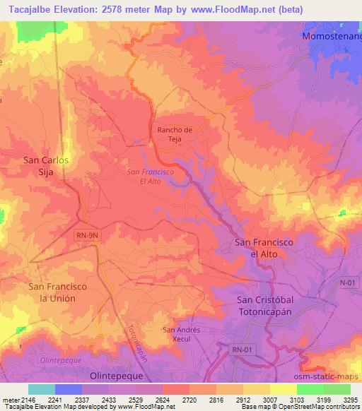 Tacajalbe,Guatemala Elevation Map