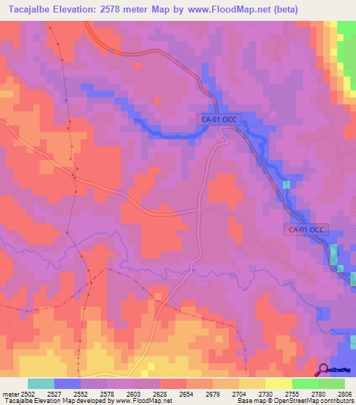 Tacajalbe,Guatemala Elevation Map