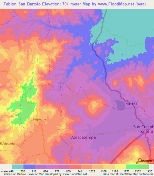 Tablon San Bartolo,Guatemala Elevation Map